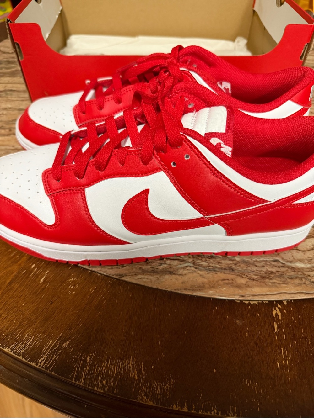 Nike Red and White Low-Top Athletic Sneakers